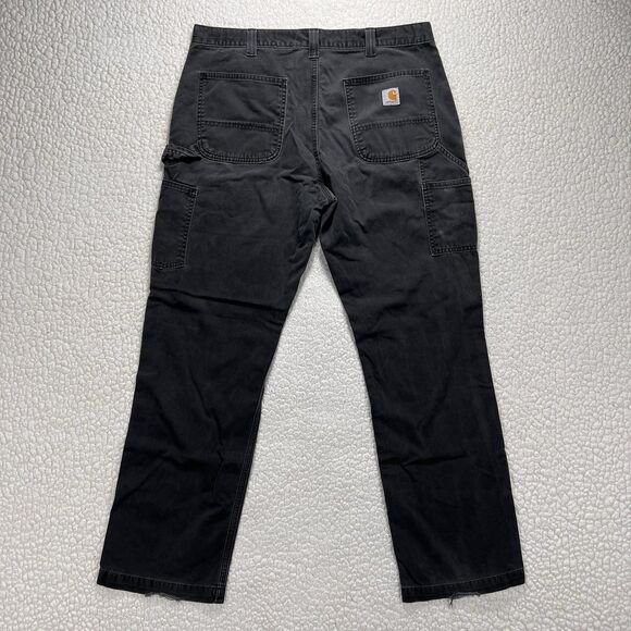 Carhartt Carpenter Pants Men’s 35x31 Black Twill Utility Work Relaxed Workwear - Picture 3 of 11